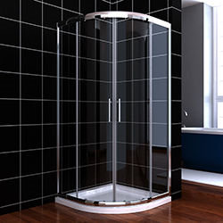 SALLY B00S01216 Quadrant Shape Aluminum Frame Off Set Sliding Shower Cabin