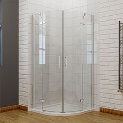 SALLY AWH71S4 Quadrant Curved Semi-frame Pivot Hinge Shower Doors with Stainless Handle