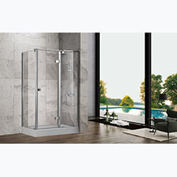 SALLY A069 Tempered Glass Semi Frame Hinge Door with Side Panel Pivot Shower Door