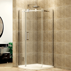 SALLY BP08S3 Sector Shape Frameless Sliding Shower Enclosure with Large Wheel