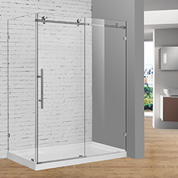 SALLY BP05F3 Brush Nickel Sliding Shower Door with Side Panel